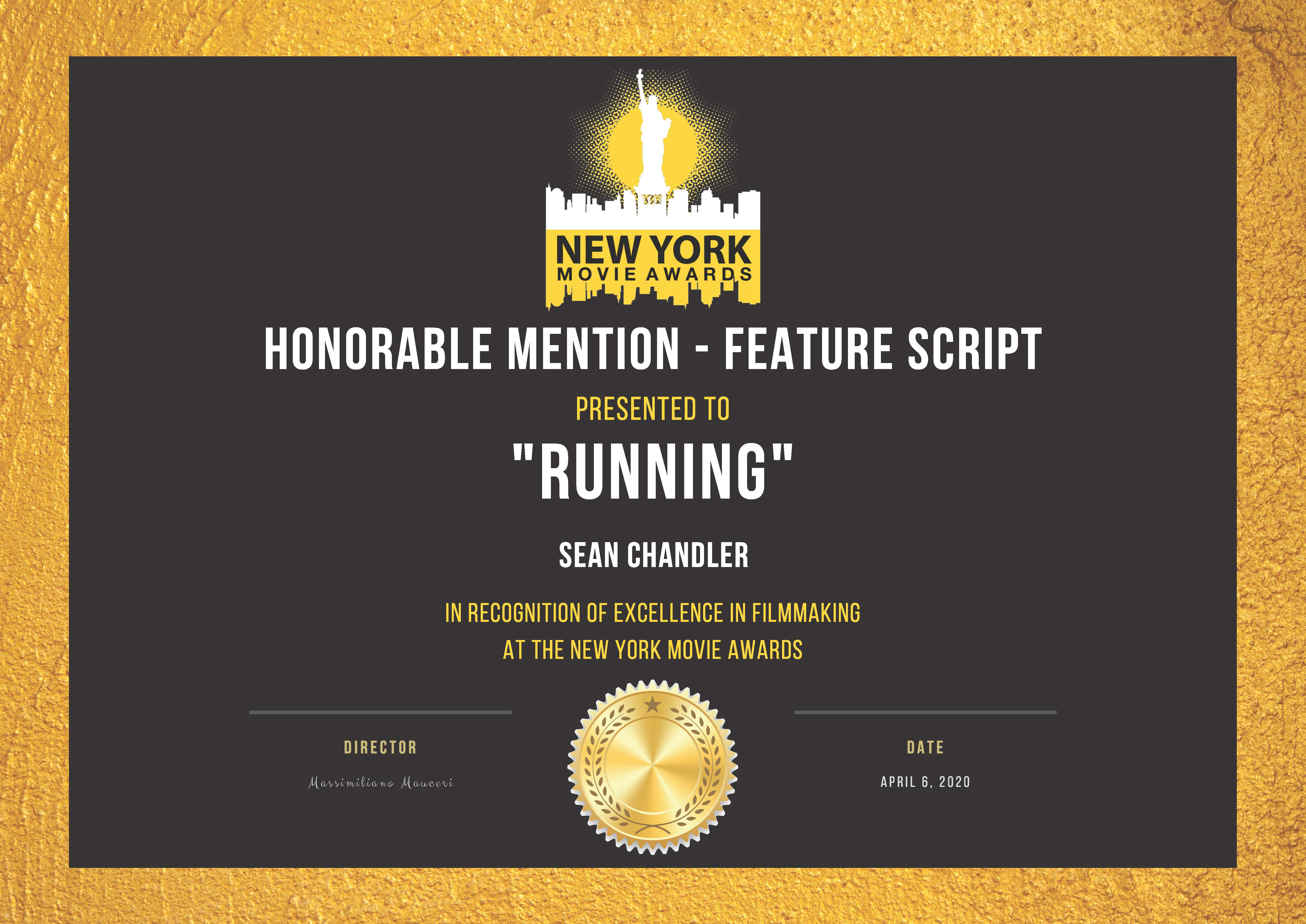 Running New York Movie Awards